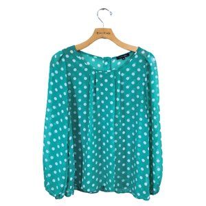 Papermoon Sheer Blouse Green Polka Dot M